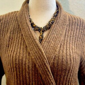 NWT! Max Studio Soft Wrap Nutmeg Brown Sweater -L